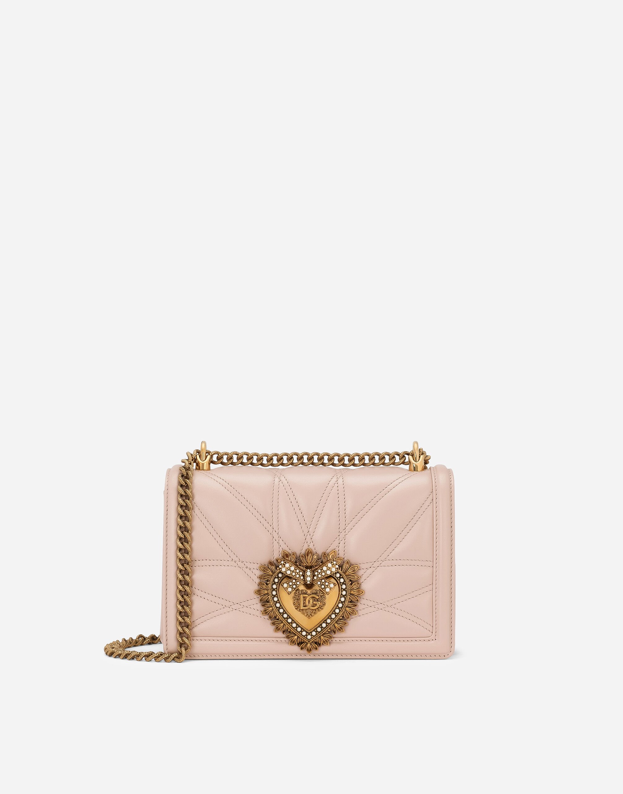 Dolce & Gabbana حقيبة ديفوشن متوسطة من جلد نابا مبطن وردي BI0473AV967
