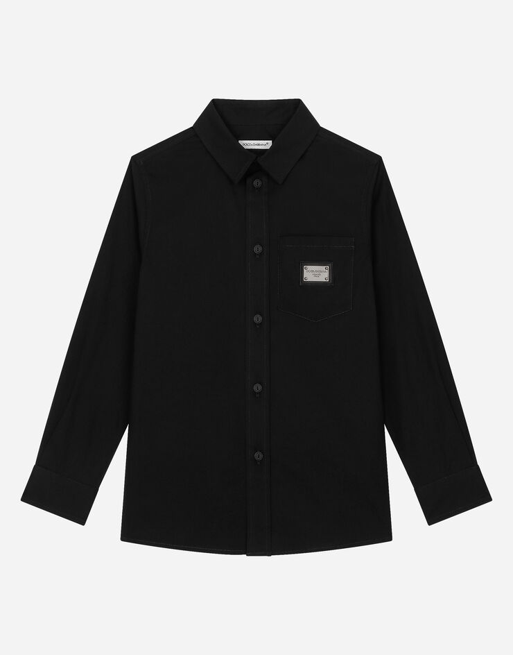 DolceGabbanaSpa Stretch poplin shirt with logo tag Black L43S75FUEAJ