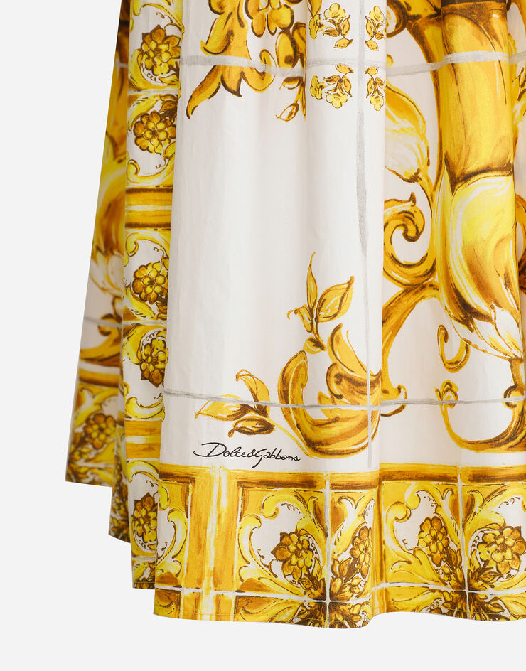 Dolce & Gabbana Midi corset dress in cotton poplin with majolica print Print F6ADLTHH5A0