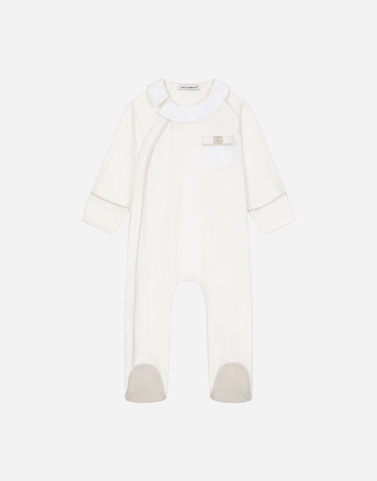 Dolce & Gabbana Polka-dot interlock and jacquard onesie with DG logo White L1JO8TG7N3G