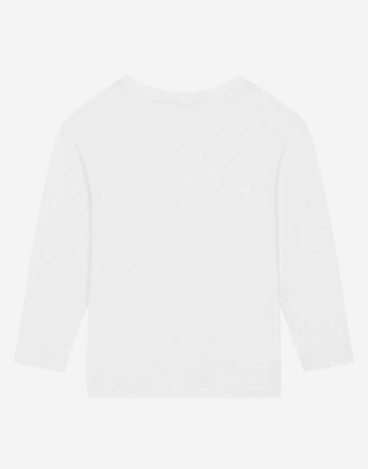 Dolce & Gabbana T-Shirt aus Jersey mit Logoplakette Weiss L4JT7MG7M4S