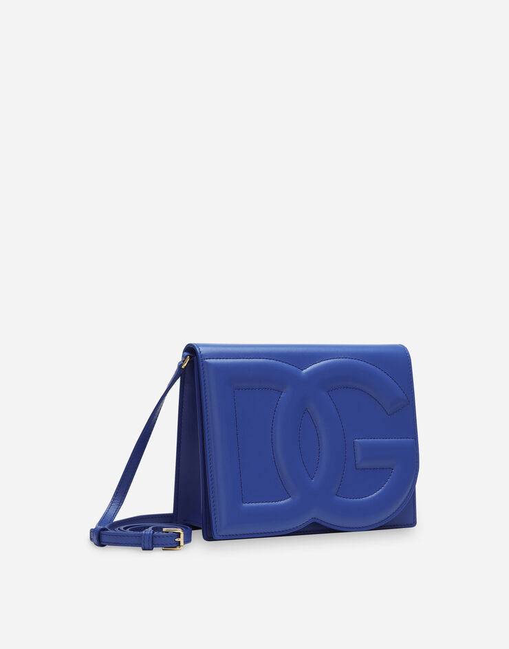 Dolce & Gabbana Sac logo DG à bandoulière en cuir de veau Bleu BB7287AW576