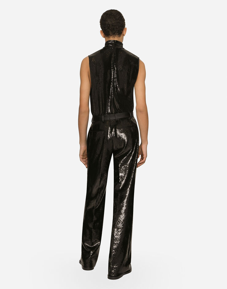 Dolce&Gabbana Paillettenhose mit geradem Bein Schwarz GYZMHTFLSIM