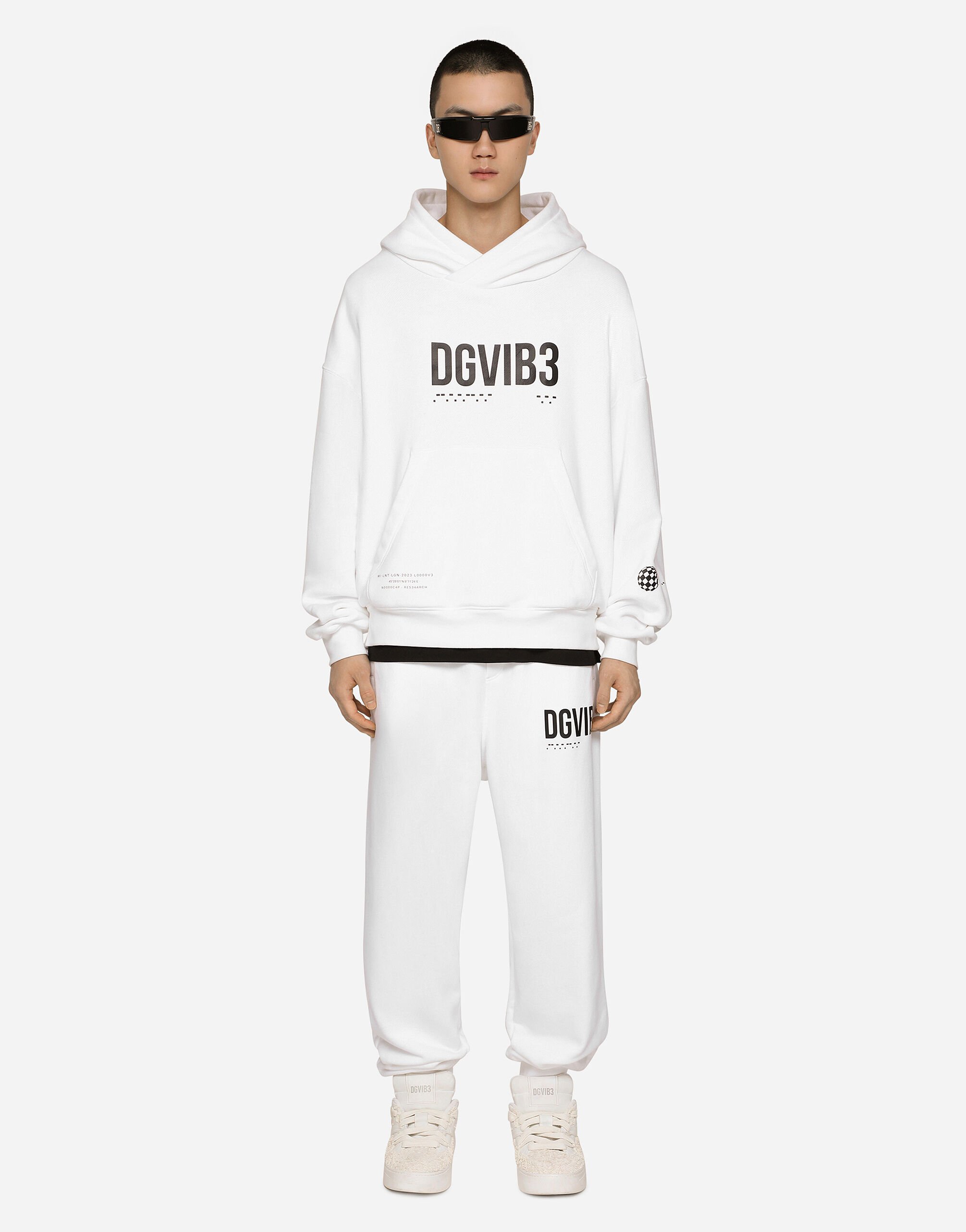 Dolce & Gabbana Jersey hoodie with DGVIB3 print White G9AQVTG7K3H