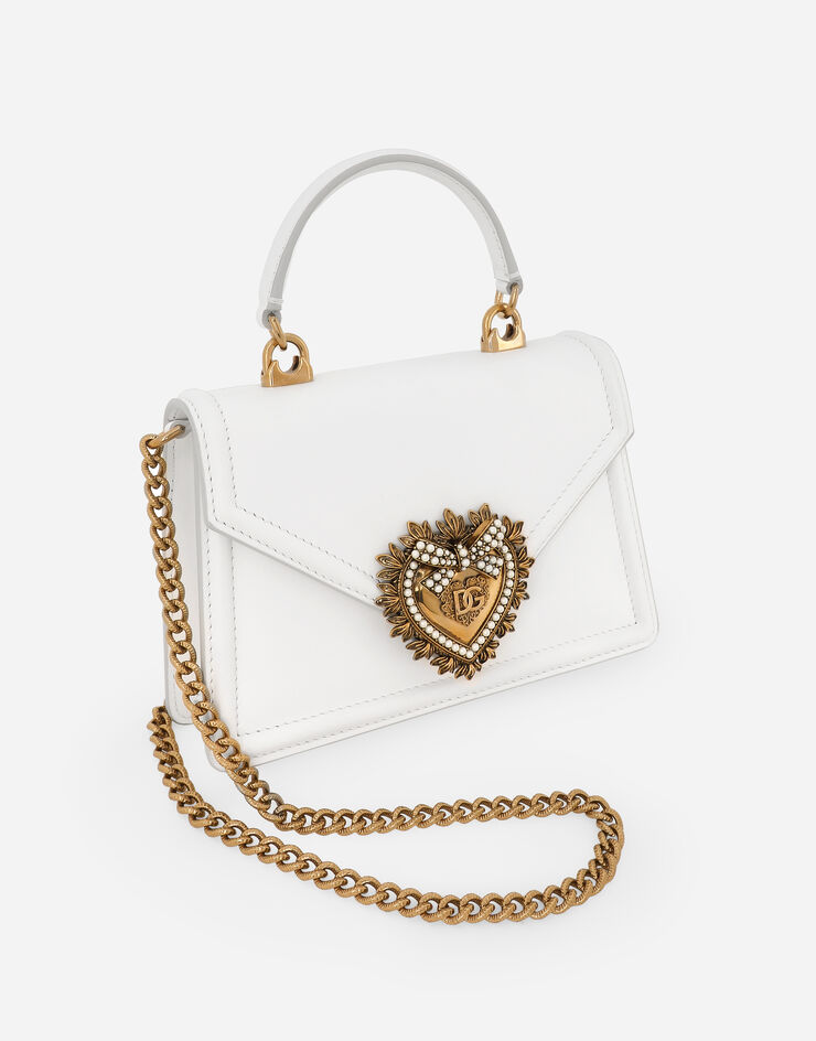 Dolce & Gabbana - Devotion Small Embellished Leather Shoulder Bag - White