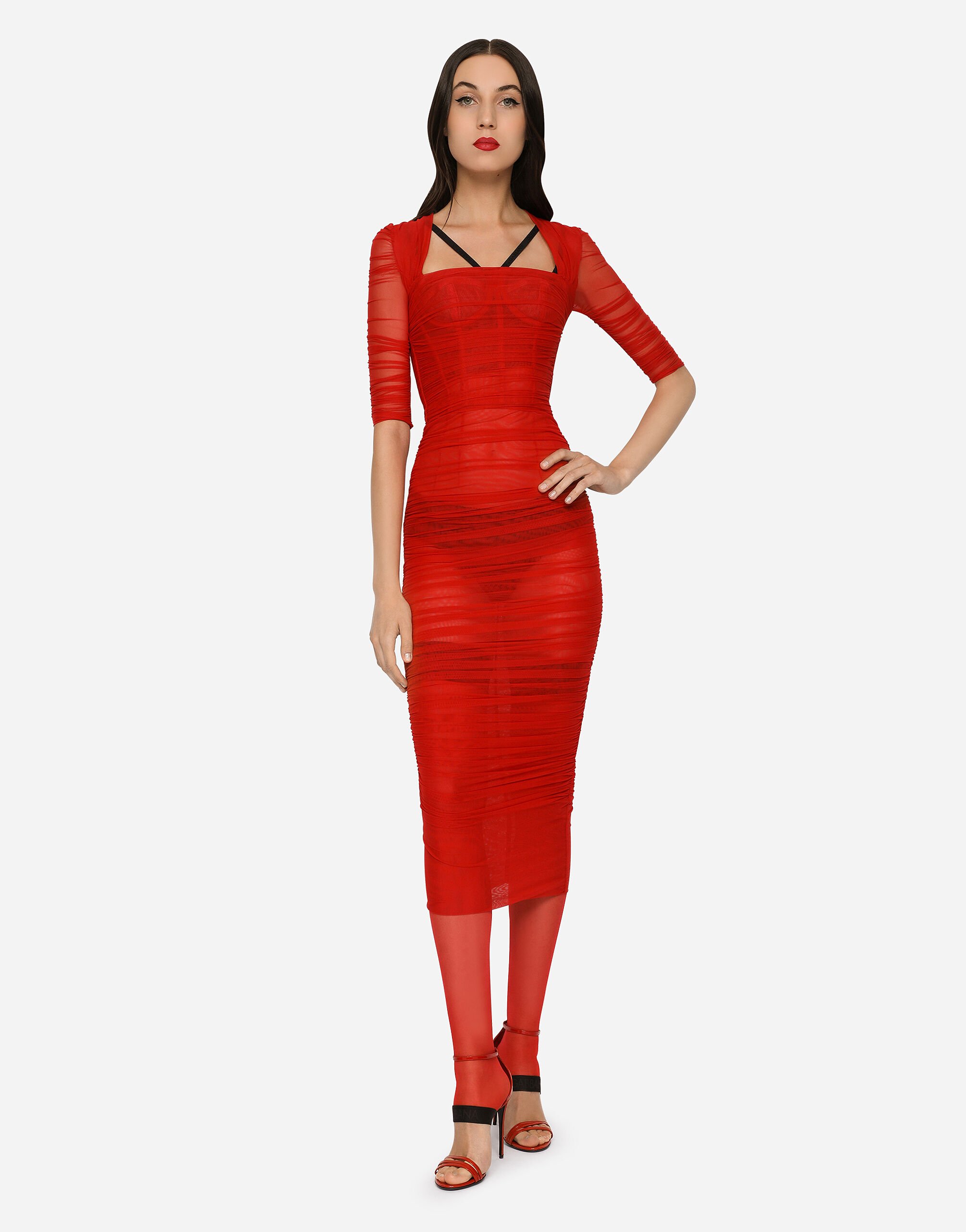 Dolce amp; Gabbana Red Ruching Minidress