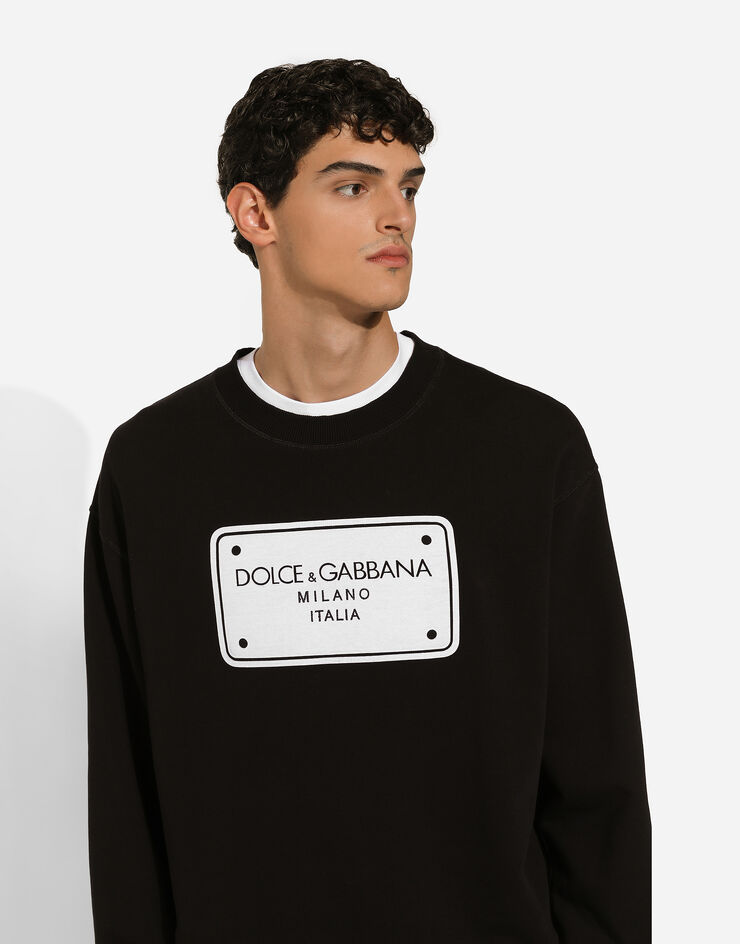 Dolce & Gabbana Jersey sweatshirt with DG logo tag embroidery Black G9AHSZG7NRT