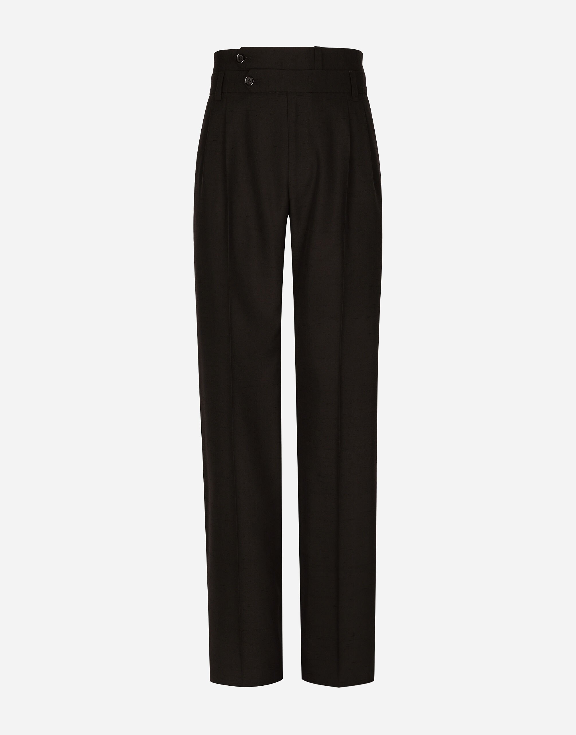 Tailored shantung silk and cotton pants in Black for 