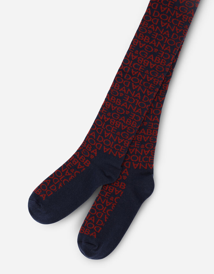 Dolce & Gabbana Jacquard knit tights with Dolce&Gabbana logo Multicolor LBKAE9JBCDO