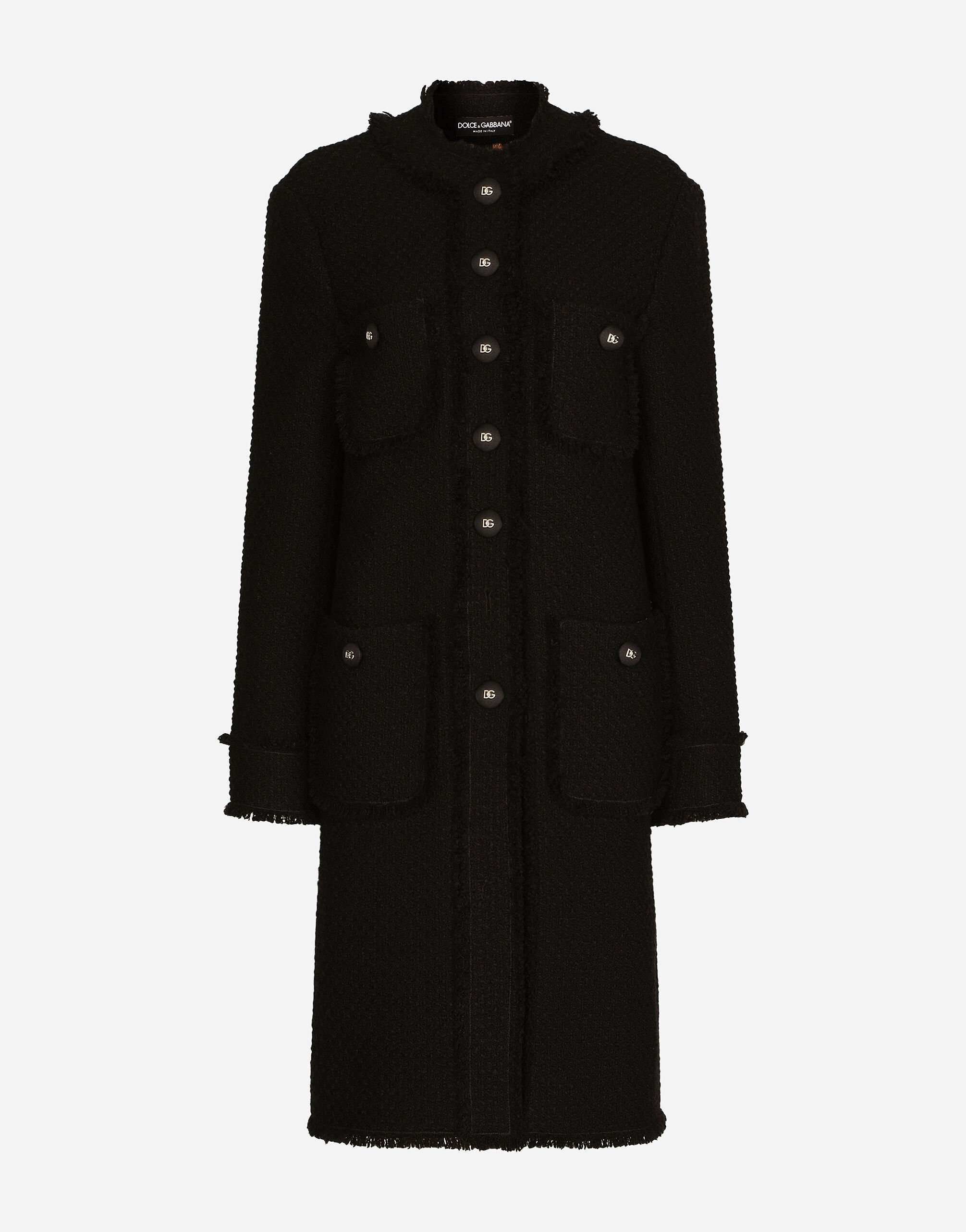 Dolce & Gabbana Einreihiger Mantel aus Tweed Drucken F0AH2THI1BD