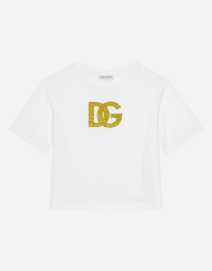 Dolce & Gabbana DG 로고 저지 티셔츠 화이트 L5JTNLG7NUS
