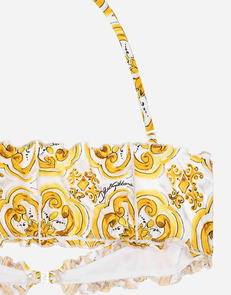 Dolce & Gabbana 黄色马约利卡印花比基尼套装 版画 L5J852ON00X