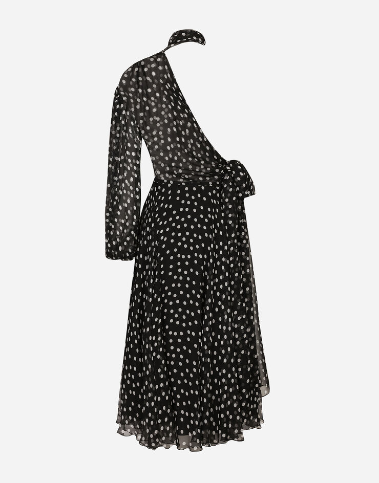 Dolce & Gabbana One-Shoulder-Kleid aus Chiffon Punkteprint Drucken F6JFLTIS1UI