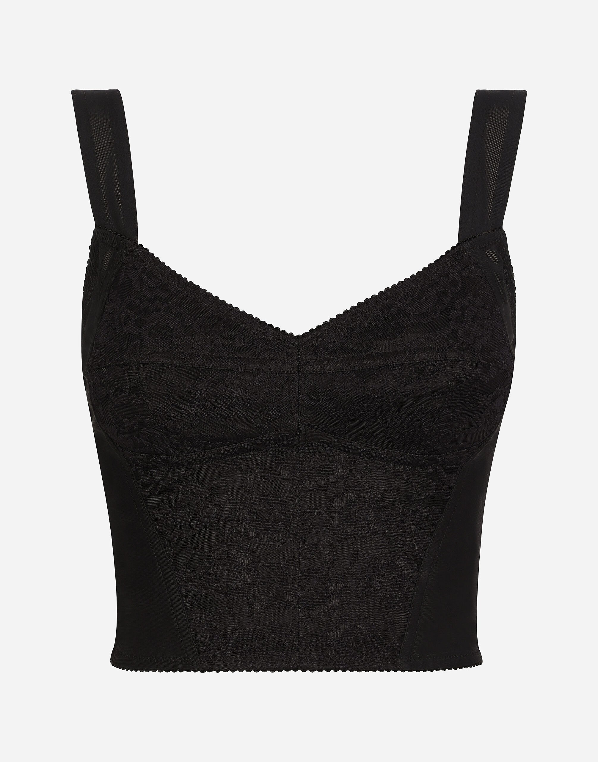 Dolce & Gabbana Bustier style corset en tissu façon gaine jacquard et dentelle Noir BB6002AI413