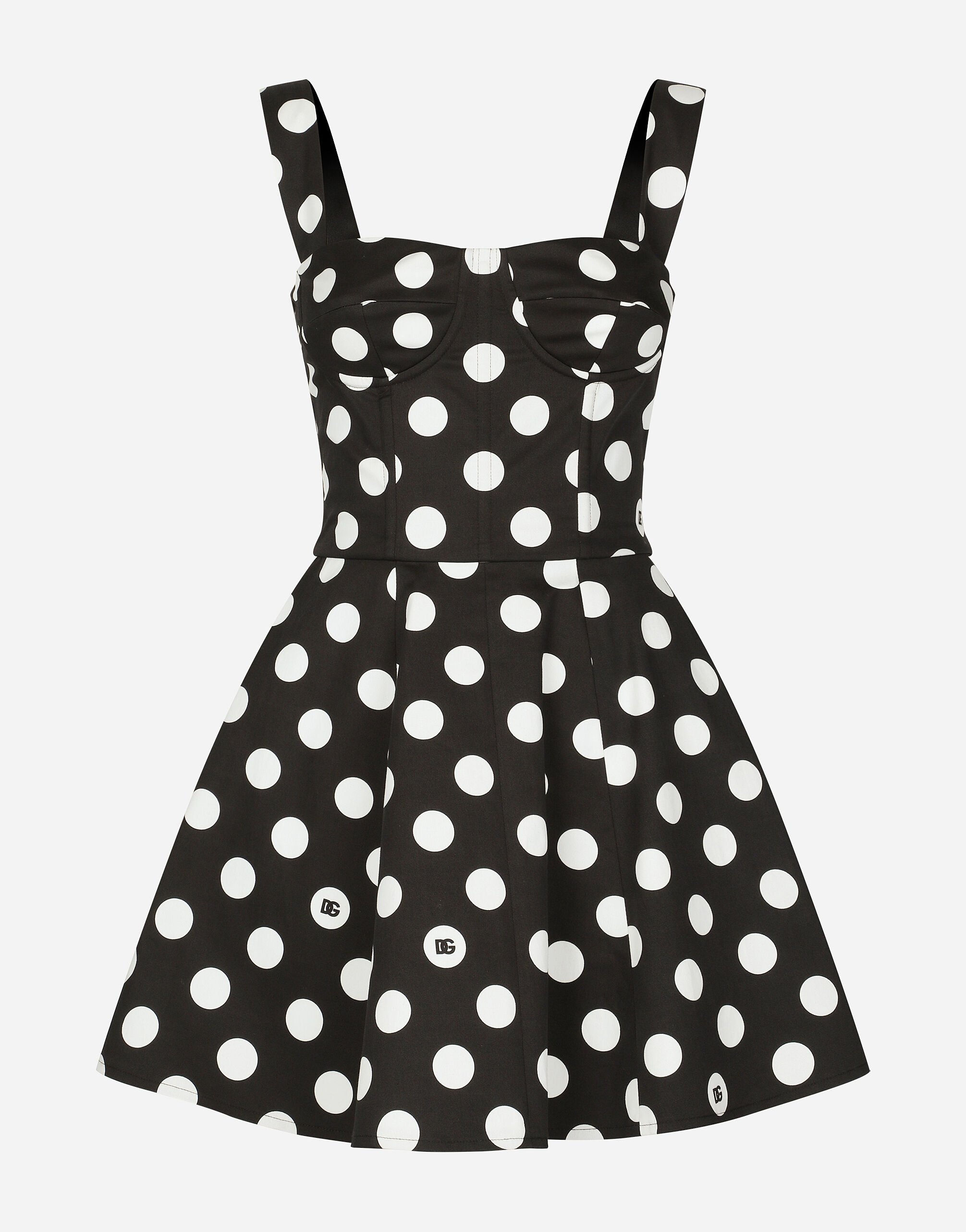 ${brand} Cotton drill corset minidress with polka-dot print ${colorDescription} ${masterID}