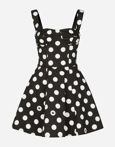 Dolce & Gabbana Cotton drill corset minidress with polka-dot print Print F6AX5TFSFNR