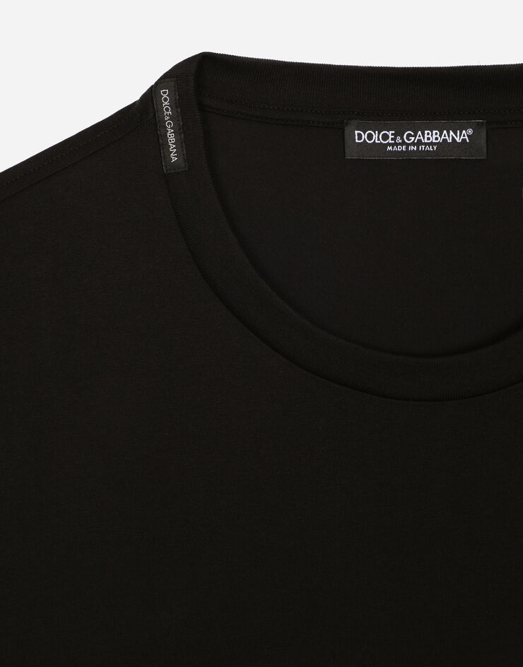 round-neck for Dolce&Gabbana® | T-shirt US in Cotton patch with DG Black