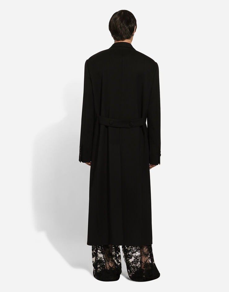 Dolce & Gabbana Single-breasted double-face stretch wool coat Black G043RTFUBGE