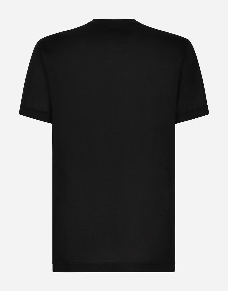 Dolce & Gabbana Silk granddad-neck T-shirt Black G8QK3ZFU75F