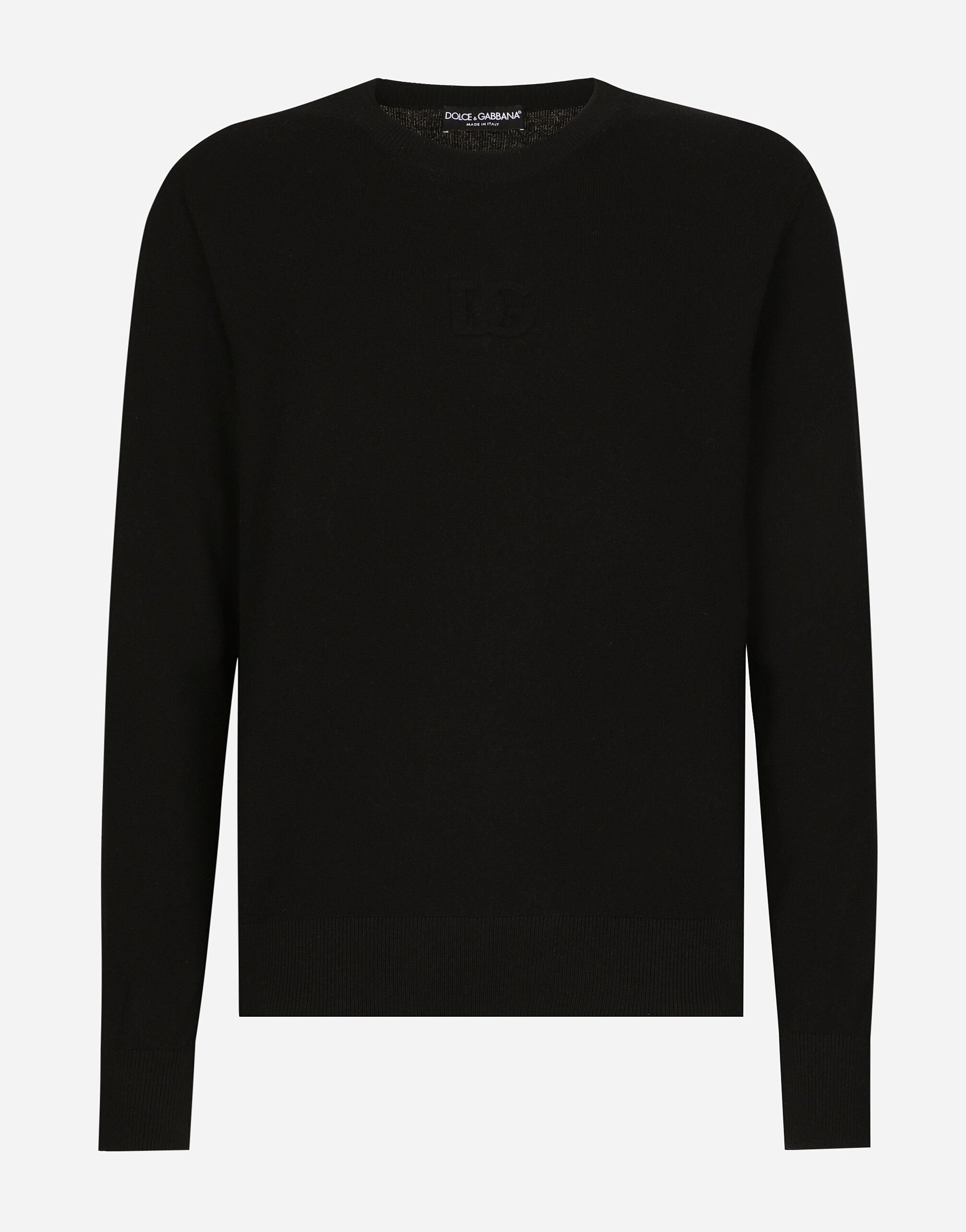 ${brand} Wool round-neck sweater with raised DG logo ${colorDescription} ${masterID}