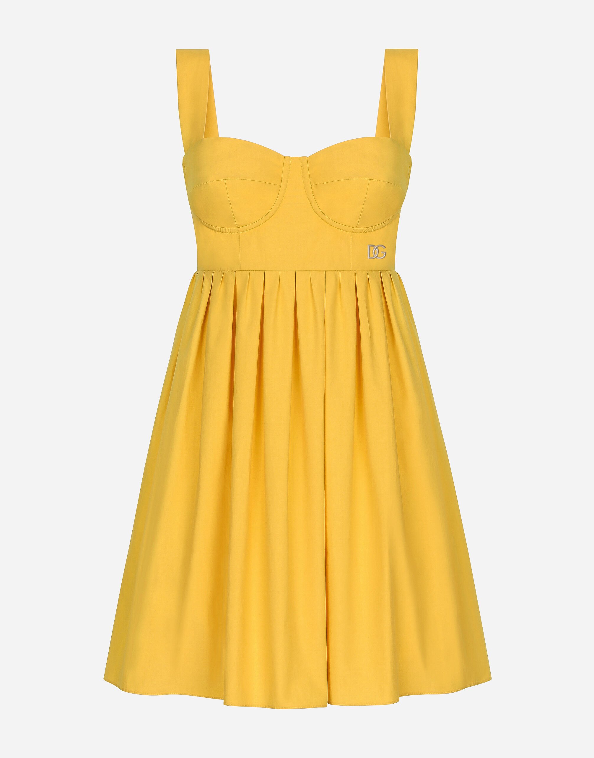 Dolce & Gabbana Short cotton corset dress Yellow F6AMRTHJMOK