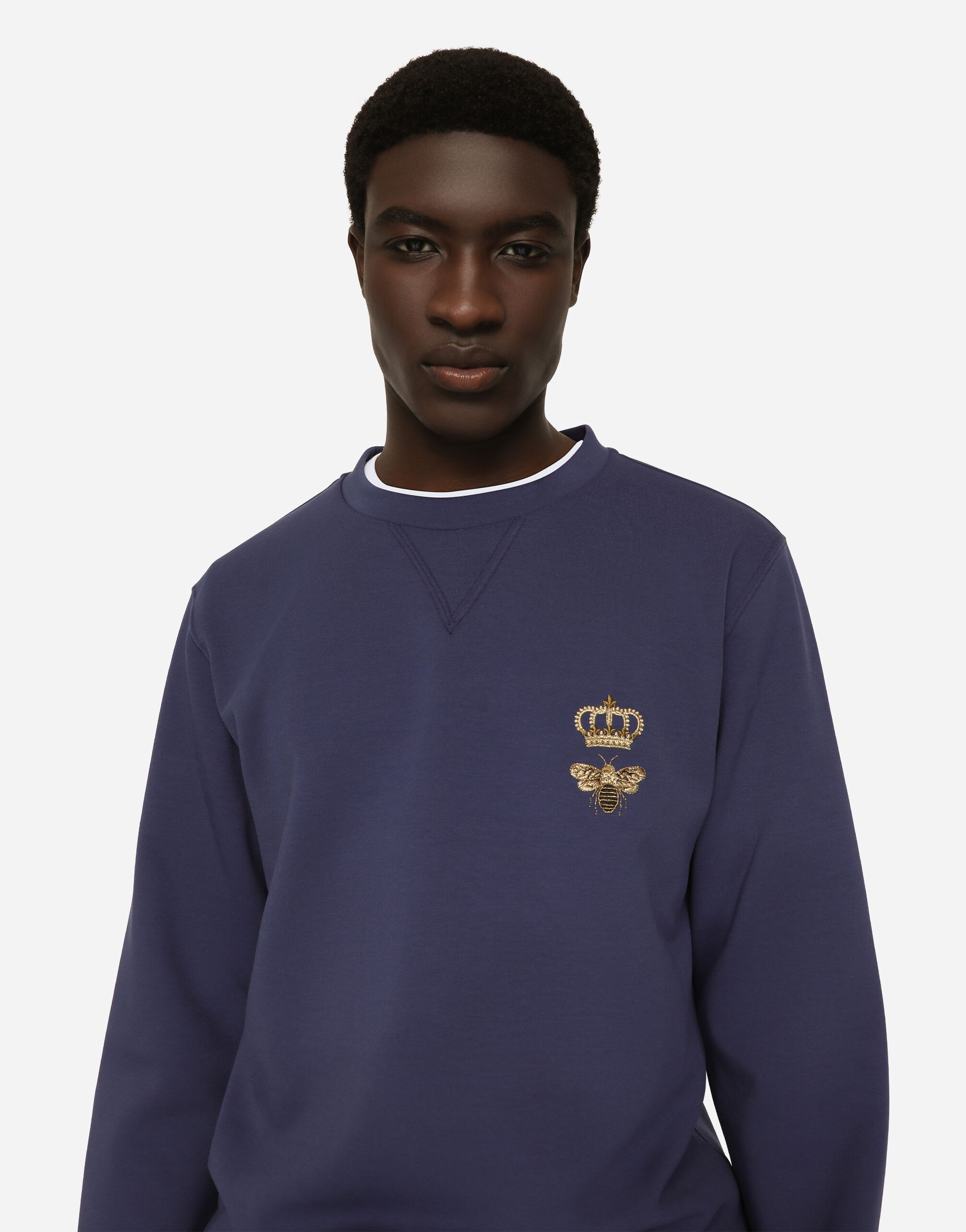 ブルーのメンズ Cotton jersey sweatshirt with embroidery 