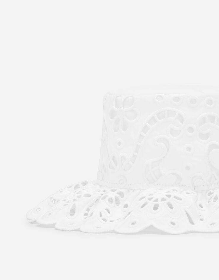 Dolce & Gabbana Sombrero de algodón con bordado inglés Blanco FH655ZGDCK9