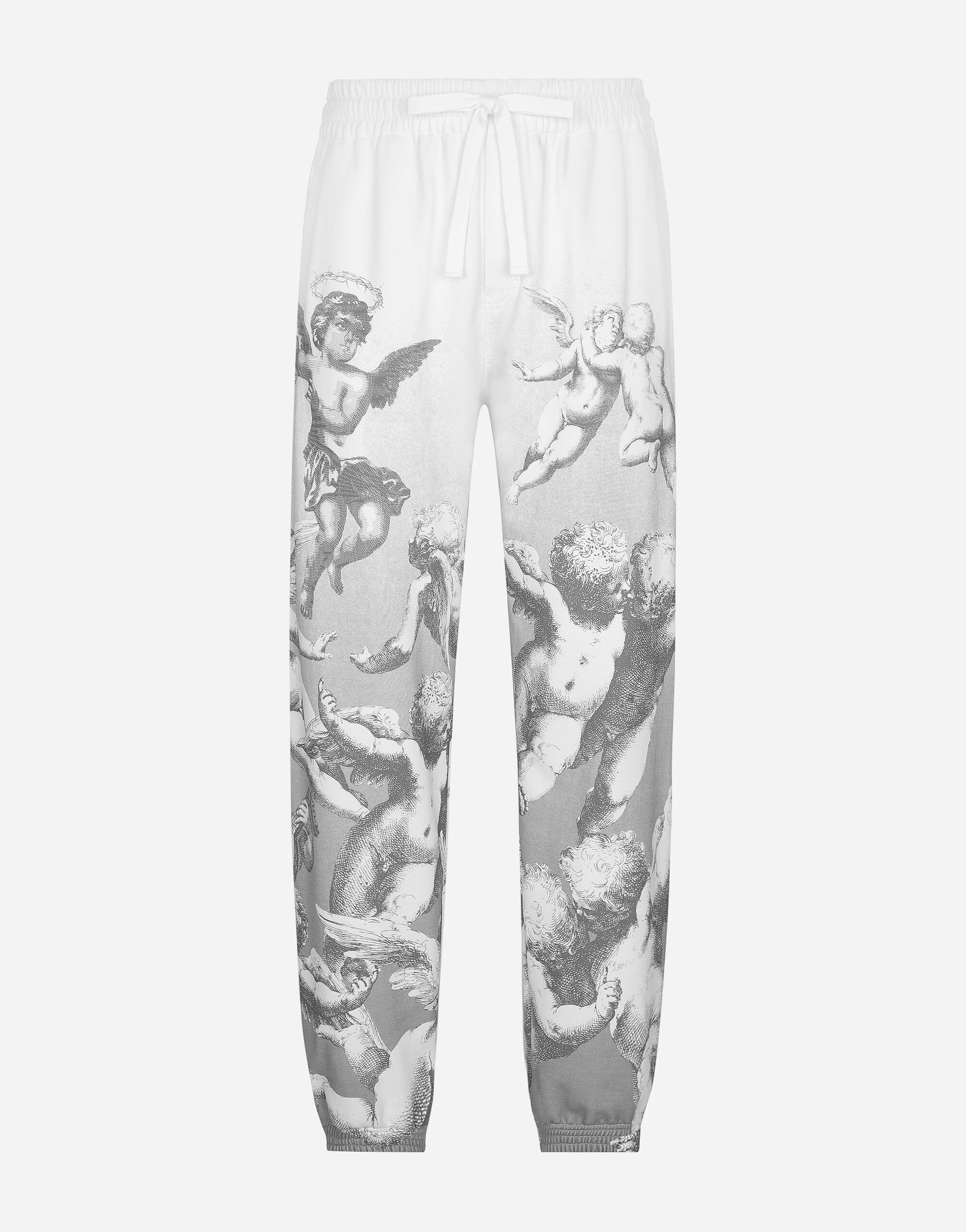 DOLCE&GABBANA BLANCO cotton jogging pants with angel print in