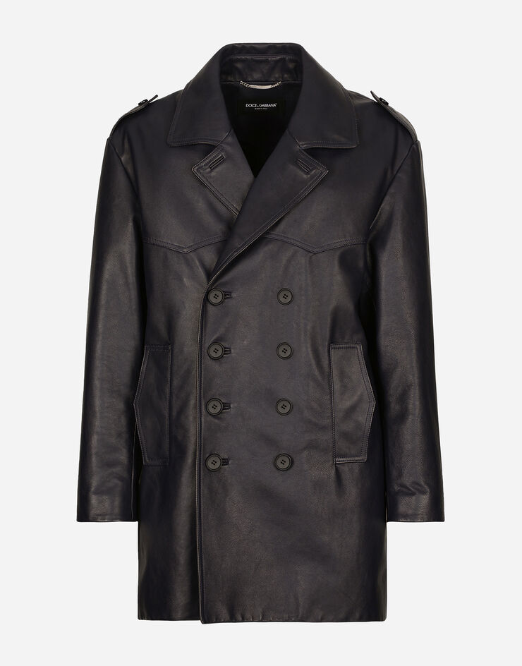 Double-breasted leather coat Dolce&Gabbana® in Blue for | US pea