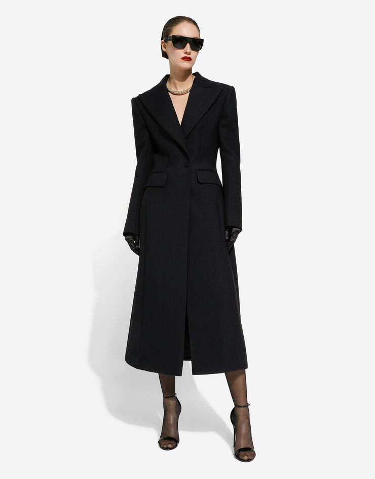 Dolce&Gabbana Long single-breasted wool cady coat Black F0W0JTHUMTB