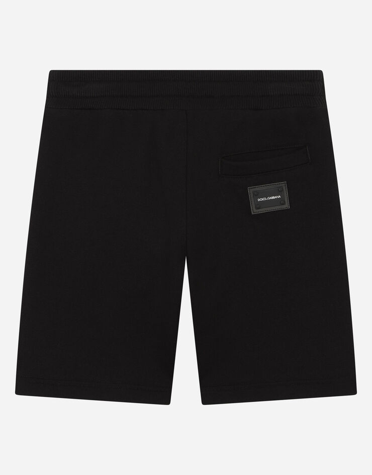 Dolce & Gabbana Jersey jogging shorts with logo plate Black L4JQD4G7VGL