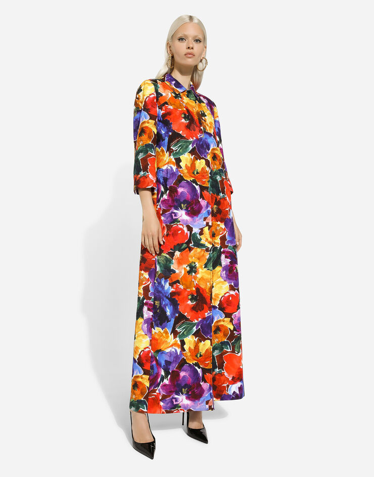 Dolce & Gabbana Длинное пальто из парчи с абстрактным цветочным принтом принт F0W1YTFSTBJ