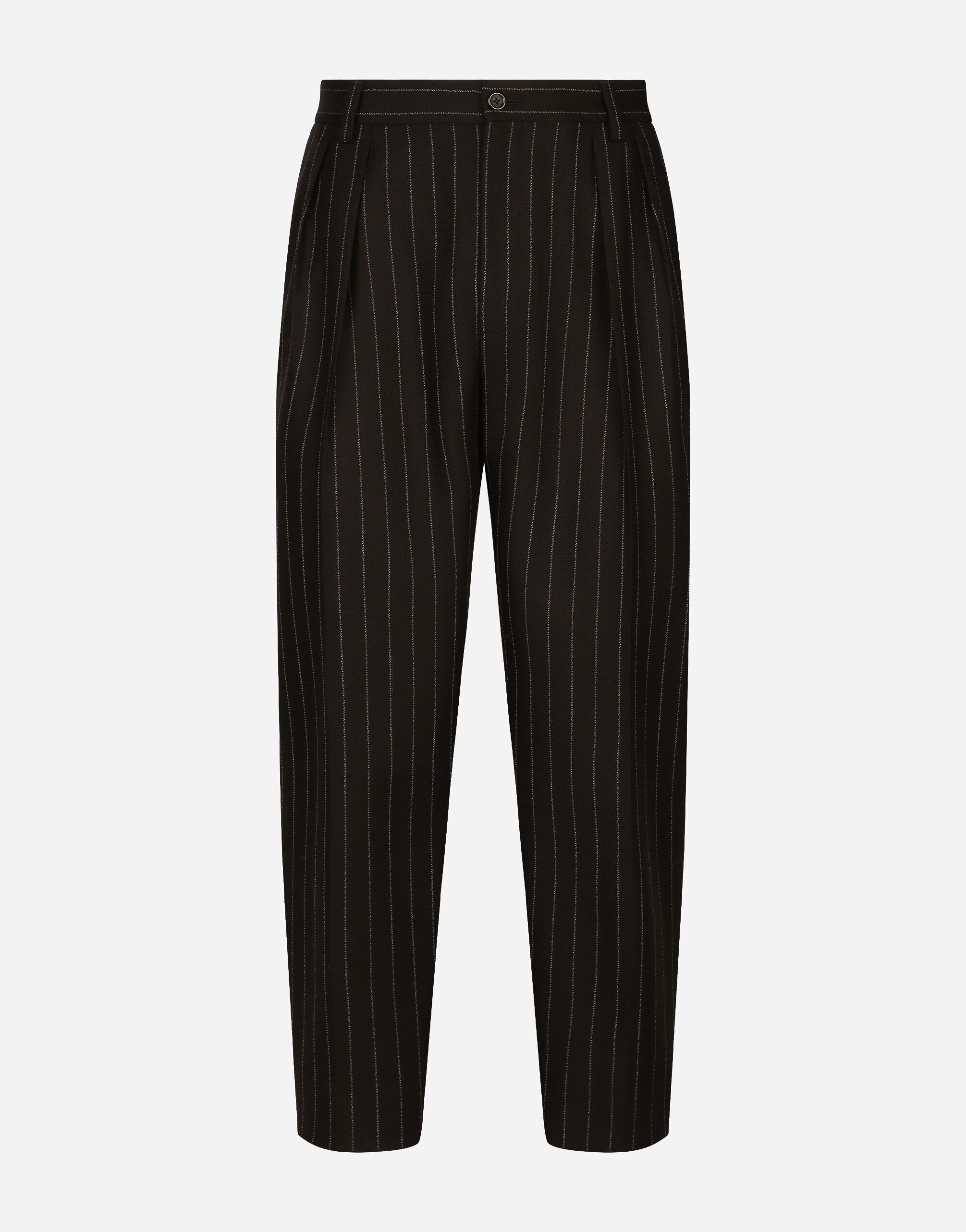 Dolce&Gabbana Pantalon en laine à rayures tennis Noir G040VTHU7QV