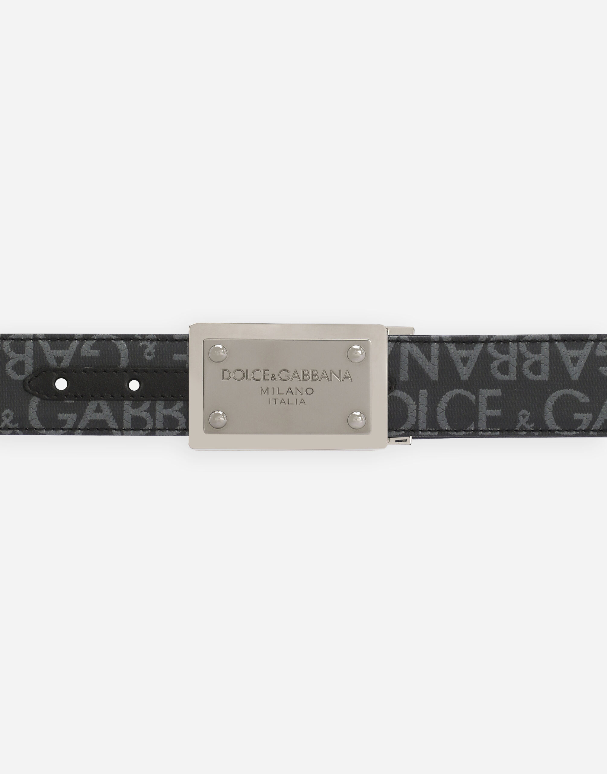 Coated jacquard belt with logo tag in Black for | Dolce&Gabbana® US