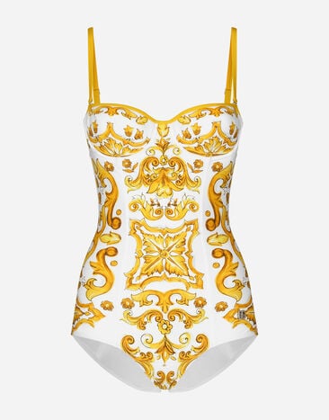 Dolce & Gabbana Costume intero balconcino stampa maiolica Stampa O9A46JONO19