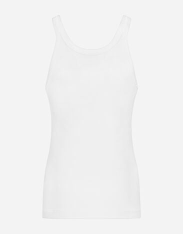Dolce & Gabbana Camiseta sin mangas de algodón acanalado lavado Blanco G8PA8TFU7AV