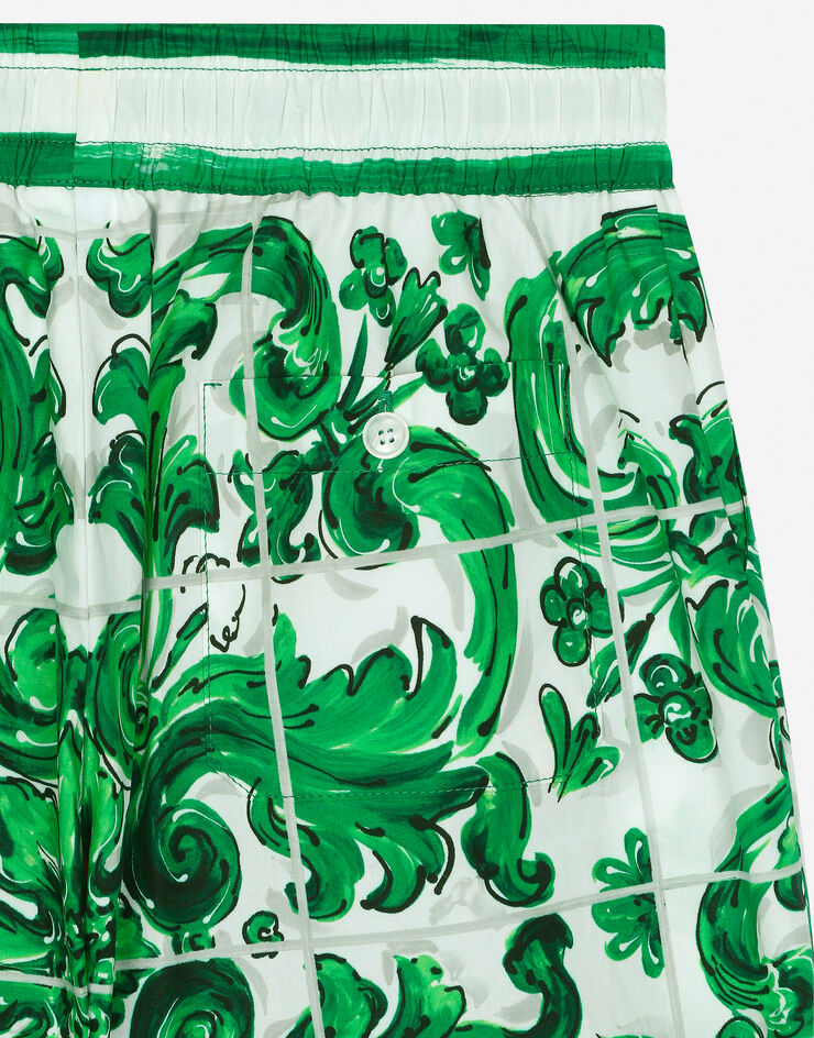 Dolce & Gabbana 绿色马约利卡印花府绸百慕大短裤 版画 L43Q47FI5JO