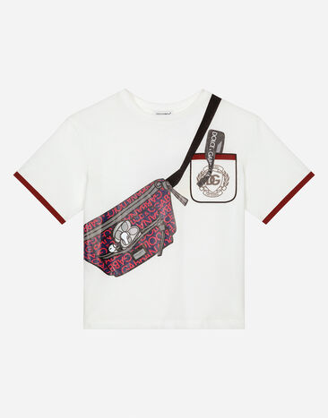 Dolce & Gabbana Camiseta de punto con estampado de riñonera Blanco L4JTHVII7DG