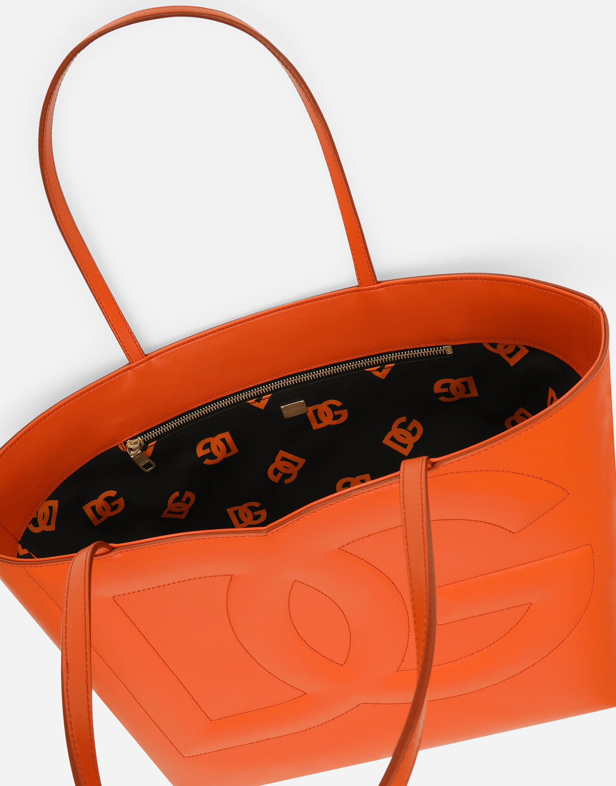 Medium calfskin DG Logo Bag shopper in Orange for Women 