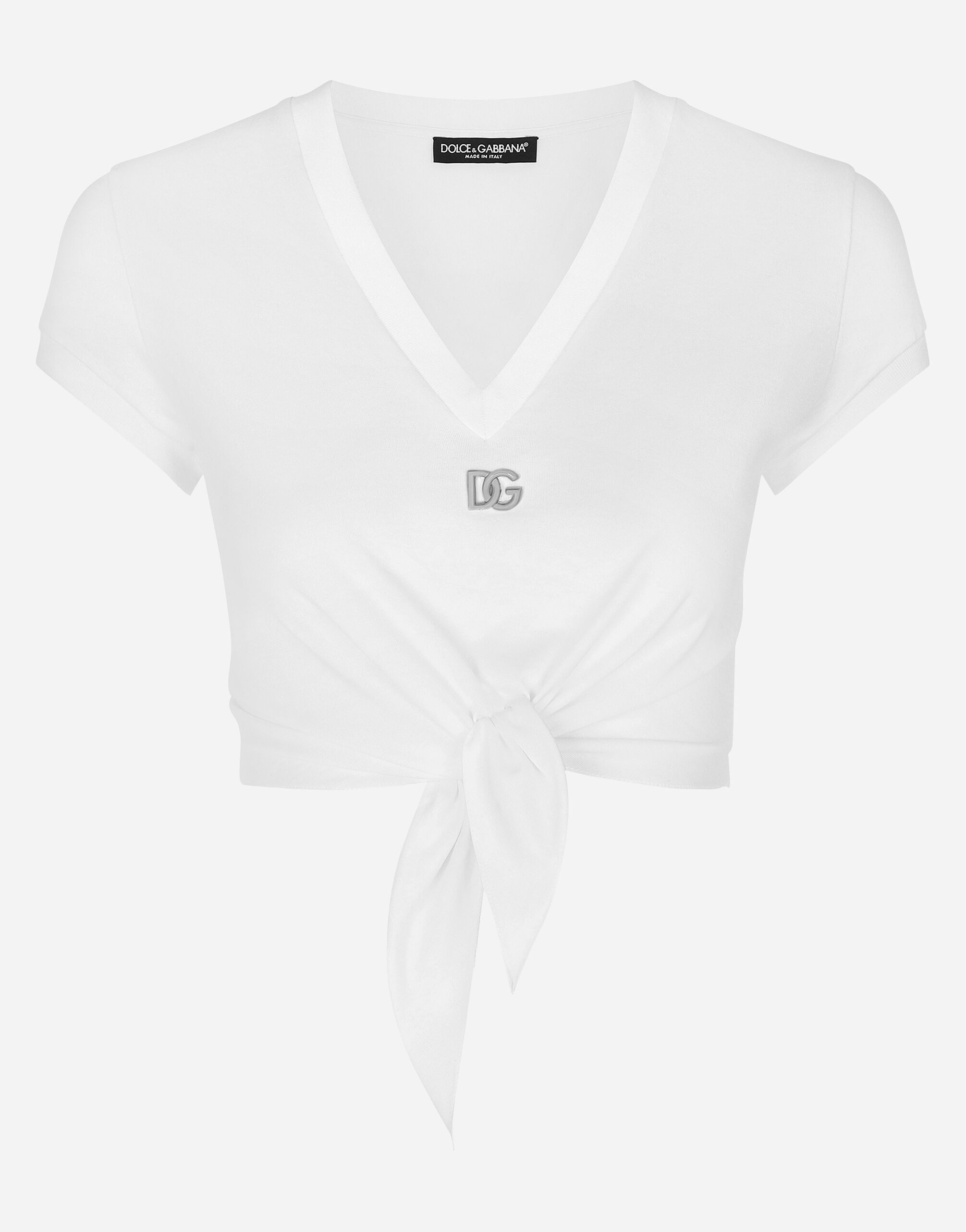 ${brand} T-Shirt aus Jersey mit Knoten und DG-Logo ${colorDescription} ${masterID}