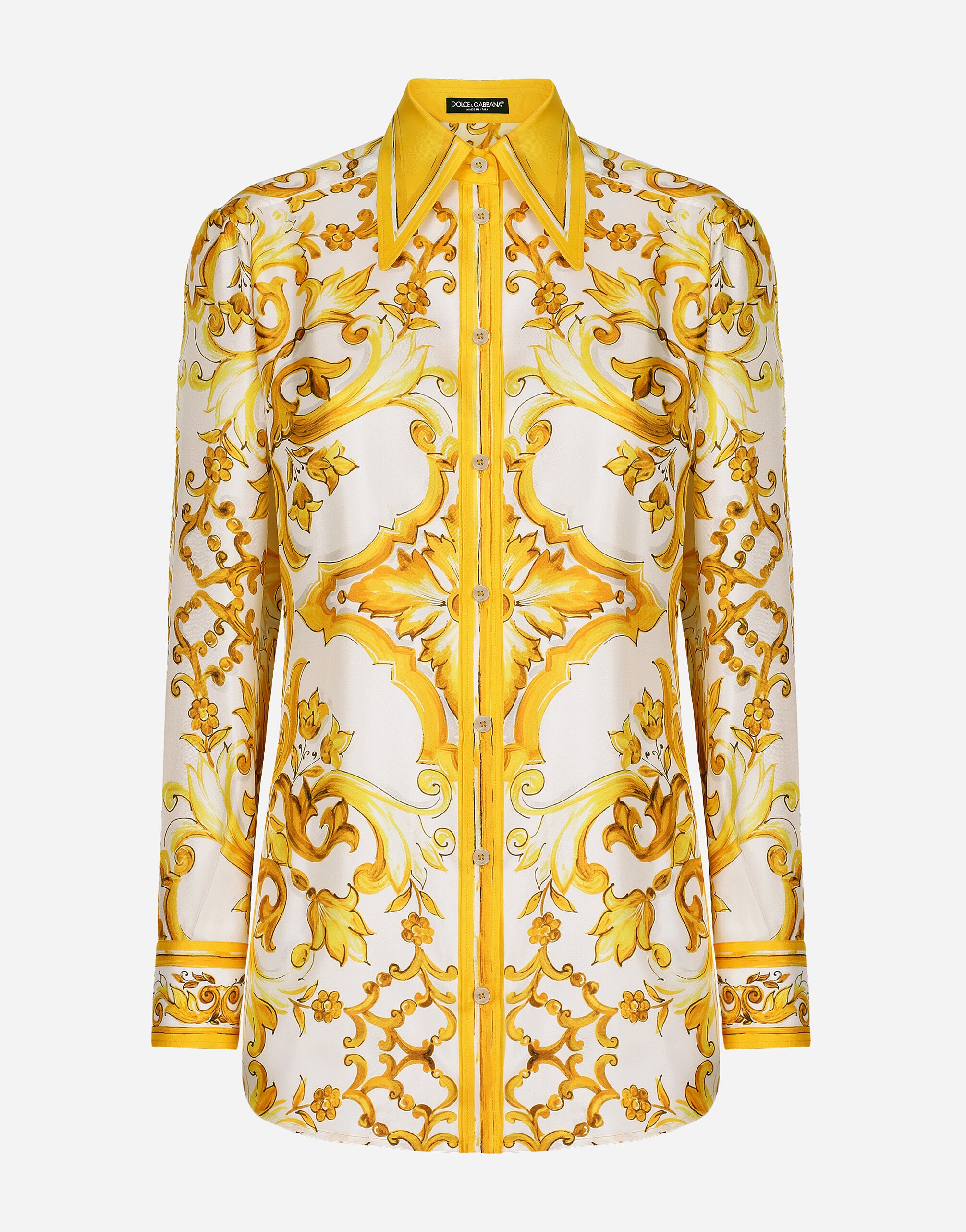 Dolce & Gabbana Silk twill shirt with majolica print Print F5S65TFI5JK