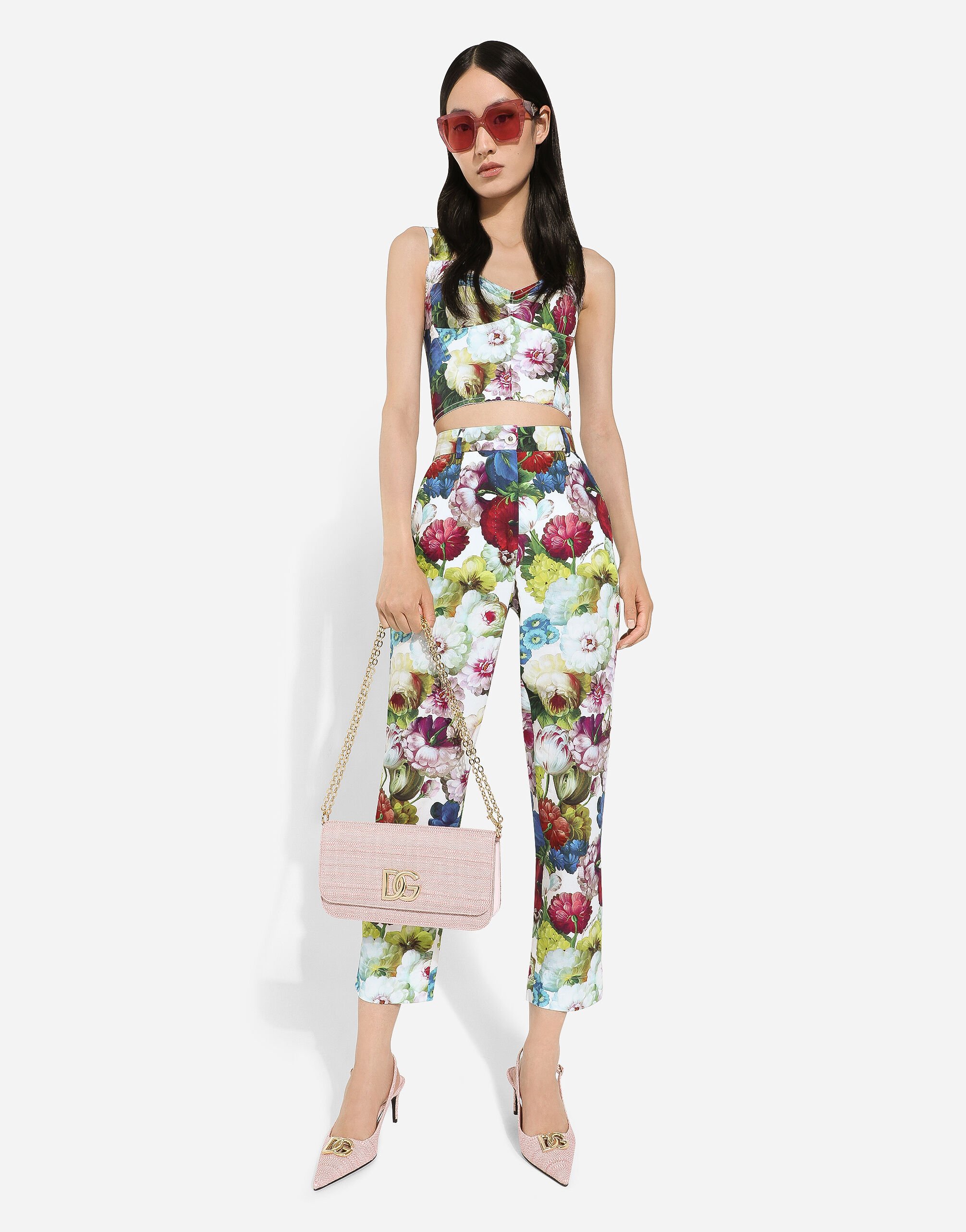 Dolce & Gabbana Cotton pants with nocturnal flower print female Print