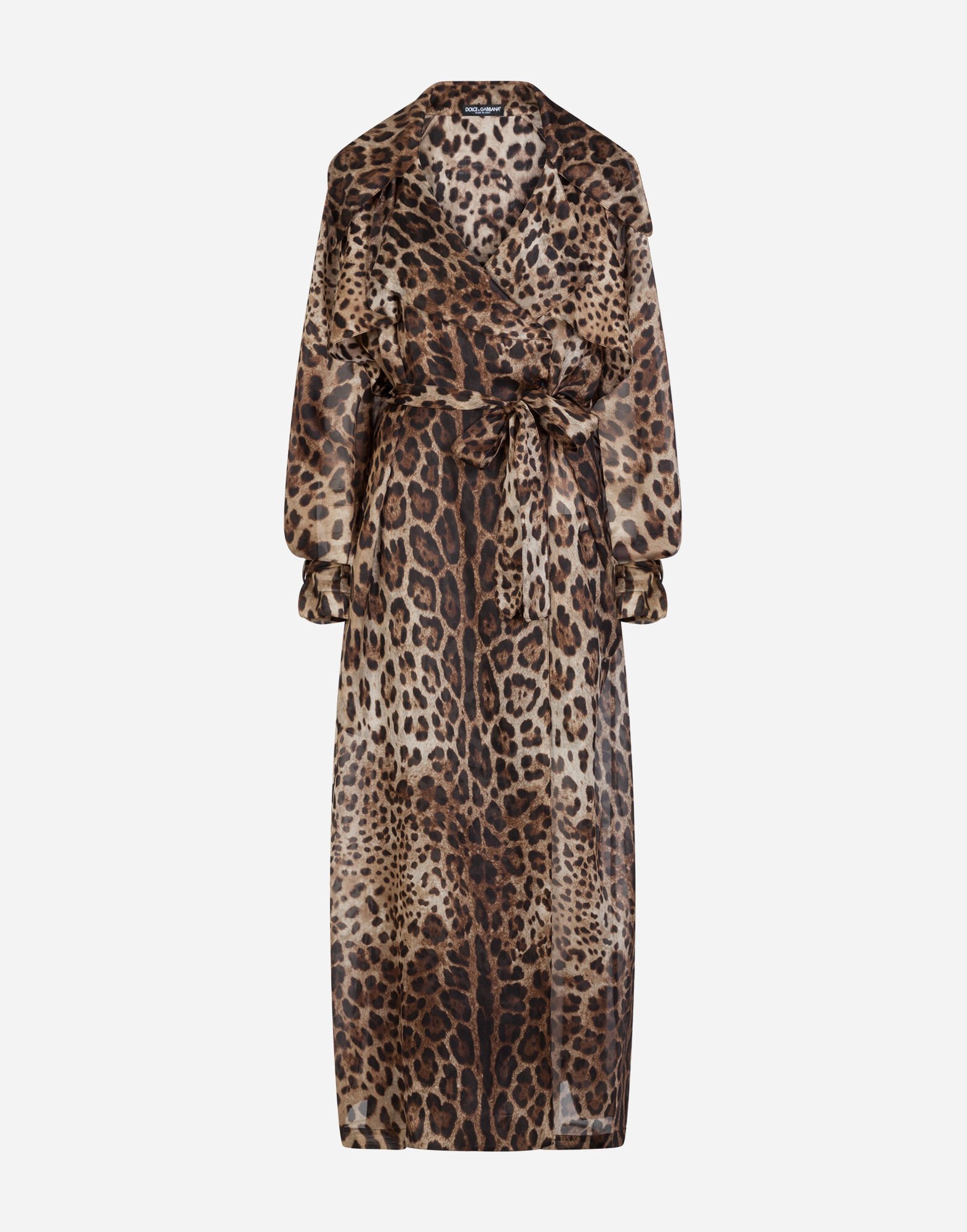 Dolce & Gabbana Organza trench coat with leopard print Print F6JJDTHS5R9