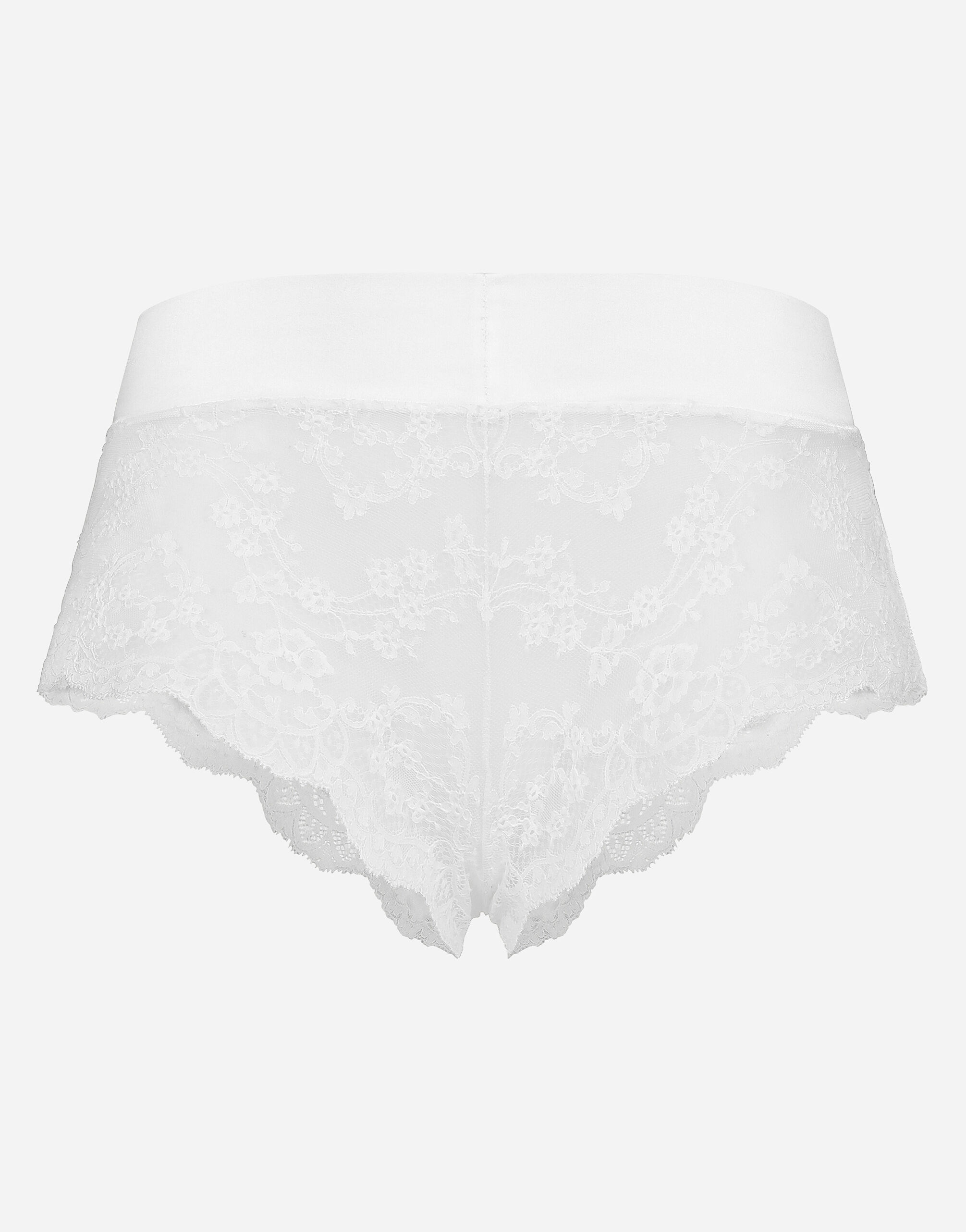 Dolce & Gabbana Lace high-waisted panties with satin waistband Print FN093RGDAWW