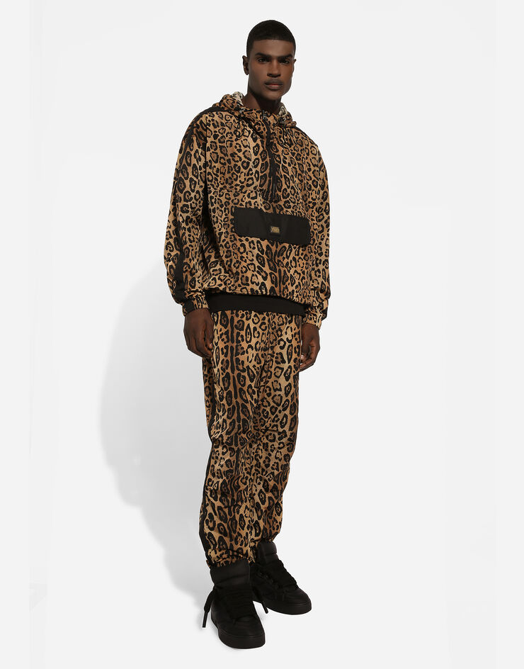 Dolce & Gabbana Hooded jacket with leopard-print Crespo Print G9AXZTFPSH8