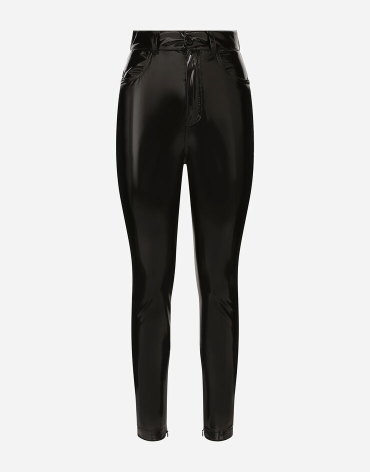 Dolce&Gabbana High-waisted coated jersey pants Negro FTCTFTFUSOP