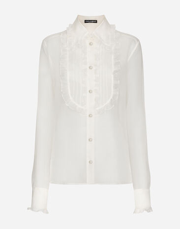 Dolce & Gabbana Organza shirt with shirt front and ruffles Print F4BCVTFPTAW
