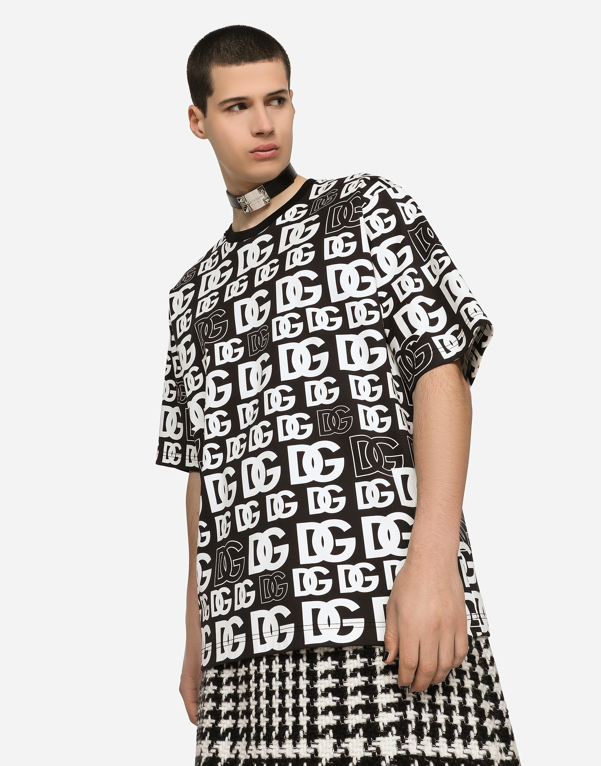 Cotton T-shirt with all-over DG logo print in Multicolor for 
