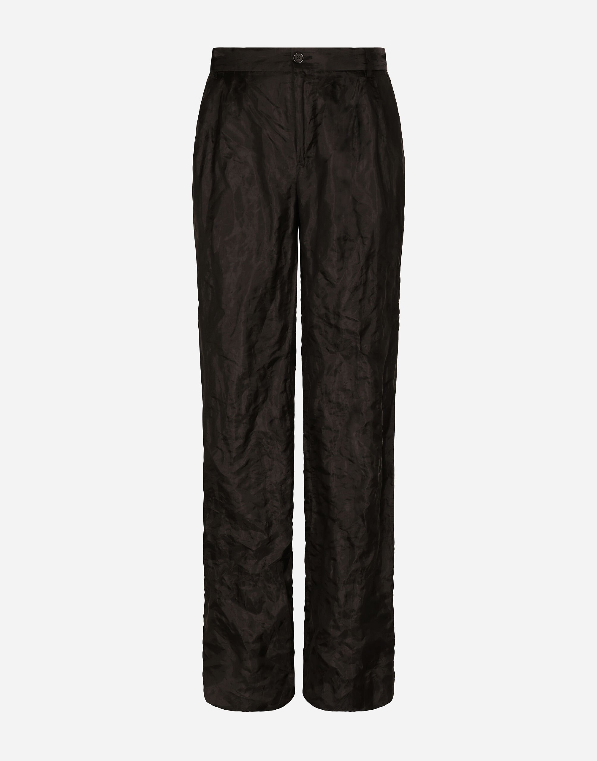 Dolce & Gabbana Tailored straight-leg pants in metallic technical fabric and silk Multicolor GV1CXTFU4KJ