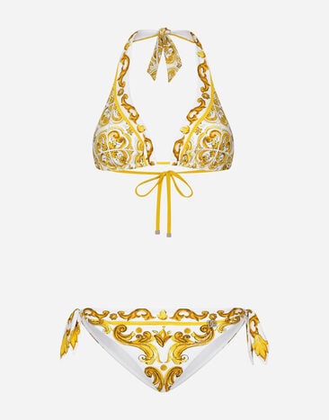 Dolce & Gabbana Bikini triangolo imbottito stampa maiolica Stampa O9A46JONO19